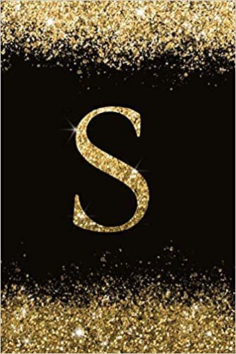 okumak S: Personalized Initial Monogram Blank Lined Notebook Journal Printed Glitter Black and Gold , for Women and Girls 6x9 inch. Christmas gift , birthday gift idea