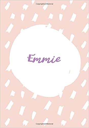 okumak Emmie: 7x10 inches 110 Lined Pages 55 Sheet Rain Brush Design for Woman, girl, school, college with Lettering Name,Emmie