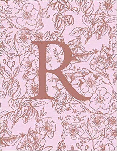 okumak R: Monogram Initial Notebook For Women And Girls-Pink And Brown Floral-120 Pages 8.5 x 11
