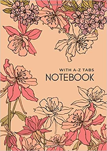 okumak Notebook with A-Z Tabs: B5 Lined-Journal Organizer Medium with Alphabetical Section Printed | Drawing Beautiful Flower Design Orange
