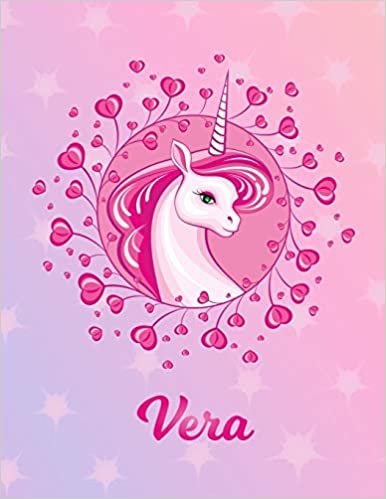 okumak Vera: Unicorn Sheet Music Note Manuscript Notebook Paper | Magical Horse Personalized Letter V Initial Custom First Name Cover | Musician Composer ... Notepad Notation Guide | Compose Write Songs