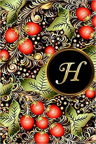 okumak H: Initial Monogram Lined Letter Notebook, Journal &amp; Diary for Writing &amp; Note Taking for Girls and Women - Gold and Floral