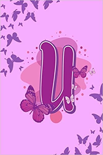 okumak U: Letter U Monogram Purple &amp; Pink Butterfly Notebook &amp; Journal