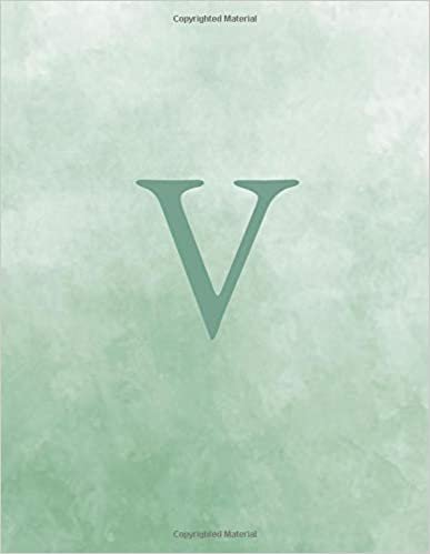 okumak V: Monogram Initial V Notebook for Women and Girls-Ombre Seafoam Green Watercolor-120 Pages 8.5 x 11
