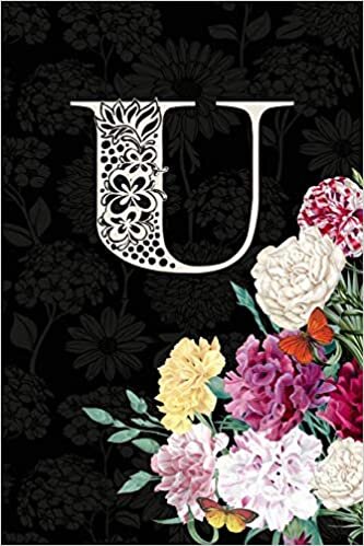 okumak U: Carnation Flower Journal, personalized monogram letter U blank lined diary with soft carnation interior pages.