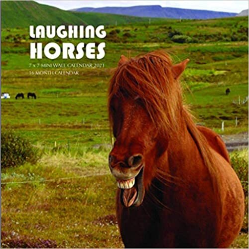 okumak Laughing Horses 7 x 7 Mini Wall Calendar 2021: 16 Month Calendar