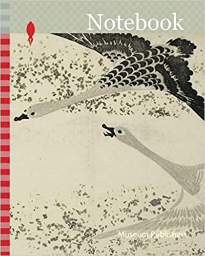 okumak Notebook: Descending Geese, c. 1830, Utagawa Hiroshige 歌川 広重, Japanese, 1797-1858, Japan, Woodblock print, nagaban, surimono
