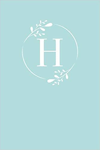 okumak H: 110 Sketch Pages (6 x 9) | Light Blue Monogram Sketchbook Notebook with a Simple Floral Emblem | Personalized Initial Letter | Monogramed Sketchbook