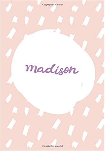 okumak Madison: 7x10 inches 110 Lined Pages 55 Sheet Rain Brush Design for Woman, girl, school, college with Lettering Name,Madison