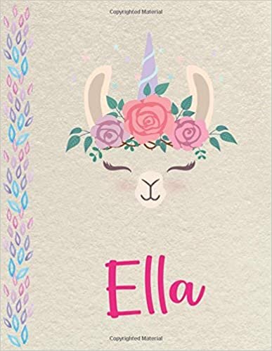 okumak Ella: Personalized Llama Primary Composition Notebook for girls with pink Name: handwriting practice paper for Kindergarten to 2nd Grade Elementary ... composition books k 2, 8.5x11 in, 110 pages )
