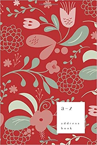okumak A-Z Address Book: 6x9 Medium Notebook for Contact and Birthday | Journal with Alphabet Index | Vintage Blooming Flower Cover Design | Red