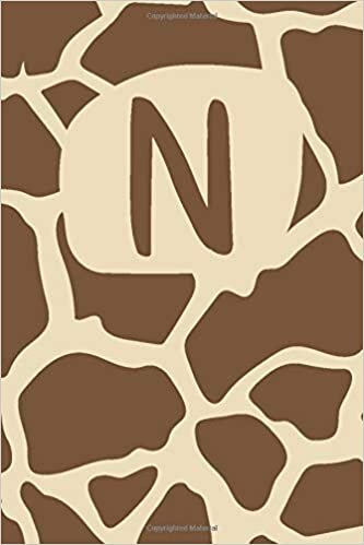 okumak N: Monogram Initial N Notebook Pretty Giraffe Pattern Blank Lined Paper Journal Nature Lovers Gift