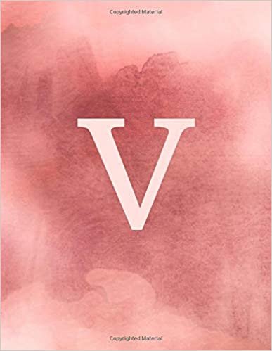 okumak V: Monogram Initial V Notebook for Women and Girls- Dusty Pink Watercolor-120 Pages 8.5 x 11