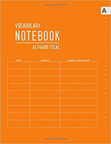 okumak Vocabulary Notebook Alphabetical: 8.5 x 11 Large Notebook 3 Columns with A-Z Tabs Printed | Smart Design Orange