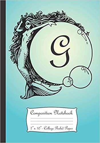okumak Composition Notebook: Personalized Monogram Initial G Notebook With Mermaid And Crystal Ball Cover.