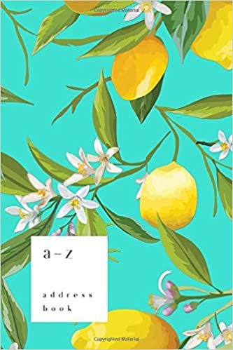 okumak A-Z Address Book: 4x6 Small Notebook for Contact and Birthday | Journal with Alphabet Index | Lemon Flower Leaf Cover Design | Turquoise