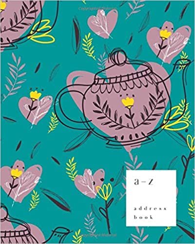 okumak A-Z Address Book: 8x10 Large Notebook for Contact and Birthday | Journal with Alphabet Index | Folk Pot Floral Design | Teal