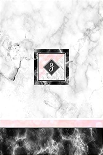 okumak Z: Pink Letter Z Monogram Journal, Monogrammed White Marble Notebook, Blank Lined Custom Journal 6x9 inch College Ruled 120 page perfect bound Glossy Soft Cover
