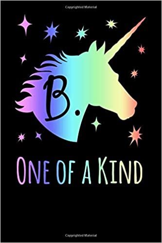 okumak One of a Kind: A Magical Unicorn Journal for Girls. Monogram B Rainbow Cover.