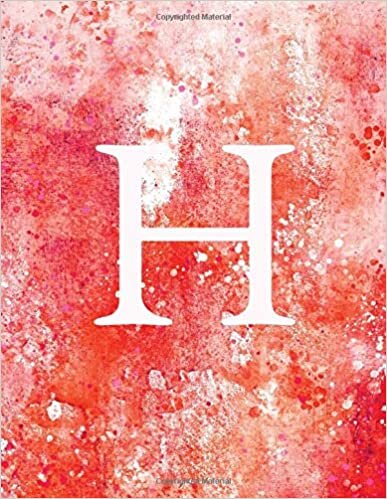okumak H: Monogram Initial H Notebook for Women and Girls-Distressed Pink Orange and White-120 Pages 8.5 x 11
