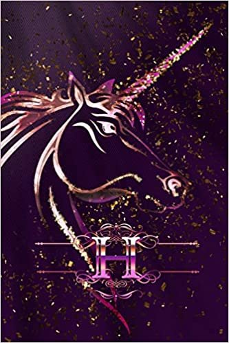 okumak H: Monogram Initial Letter H Gratitude Journal For Unicorn Lovers &amp; Believers, 6x9, 100 Pages (50 Sheets) With Prompts For Daily Thanks, Notes &amp; Reasons To Be Grateful