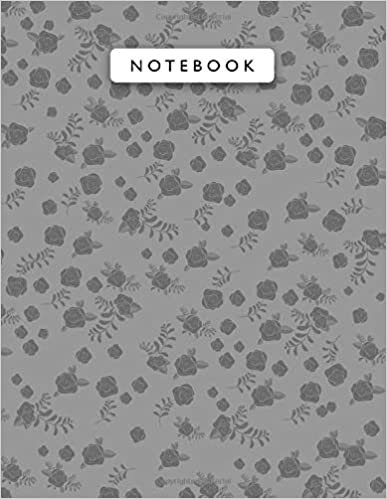 okumak Notebook Battleship Grey Color Mini Vintage Rose Flowers Patterns Cover Lined Journal: Work List, Monthly, Wedding, 21.59 x 27.94 cm, College, 8.5 x 11 inch, Planning, Journal, 110 Pages, A4
