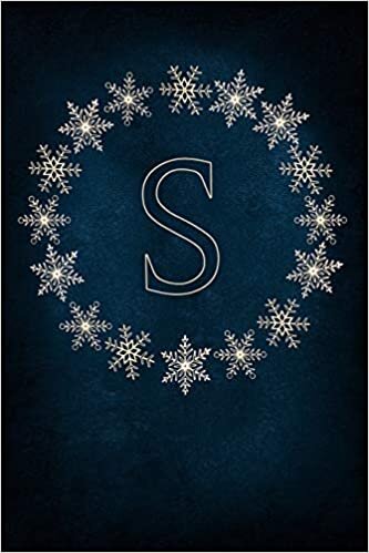 okumak S: Monogram Initial Notebook Journal with Magical Snowflake Blue Cover