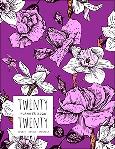 okumak Twenty Twenty, Planner 2020 Hourly Weekly Monthly: 8.5 x 11 Large Journal Organizer with Hourly Time Slots | Jan to Dec 2020 | Hand-Drawn Narcissus Flower Design Purple
