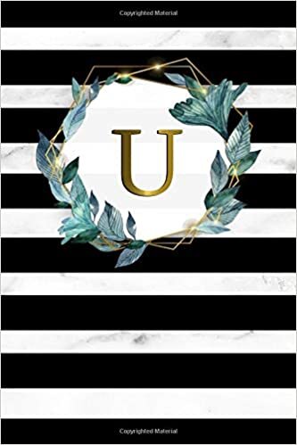okumak U: Pretty Initial Monogram Letter U Dot Grid Bullet Notebook. Cute Personalized Name Journal and Diary for Girls and Women with Dot Grid Pages - Gold Black &amp; Marble Floral Print