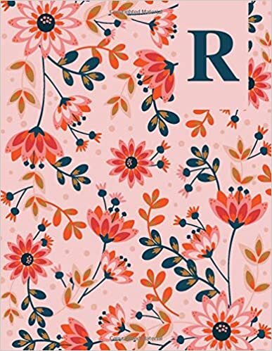 okumak R: Personalized Monogram Initial R Flower Pattern Composition Notebook - 110 Lined Pages (55 Sheets) - 8.5&quot;x11&quot; Large