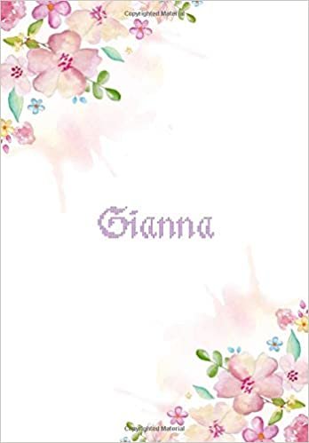 okumak Gianna: 7x10 inches 110 Lined Pages 55 Sheet Floral Blossom Design for Woman, girl, school, college with Lettering Name,Gianna