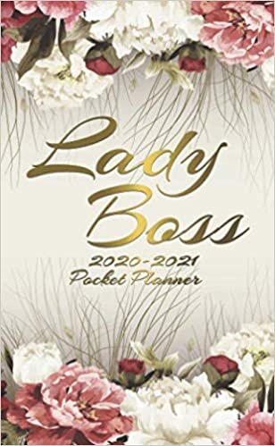 okumak Lady Boss 2020-2021 Pocket Planner: Retro Peony Flowers 2 Year Calendar &amp; Agenda with Monthly Spread View - Gorgeous Two Year Organizer with Inspirational Quotes, U.S. Holidays, Vision Board &amp; Notes