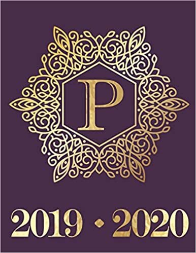 okumak Weekly Planner Initial Letter “P” Monogram September 2019 - December 2020 (Elegant Gold Initial - Royal Purple Background, Band 16)