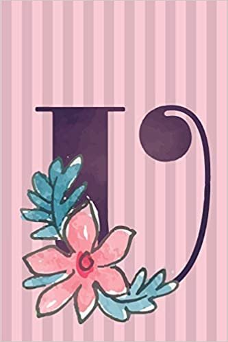 okumak U: Watercolor Floral Monogram Journal Pink Striped Cover Undated Lined 6x9