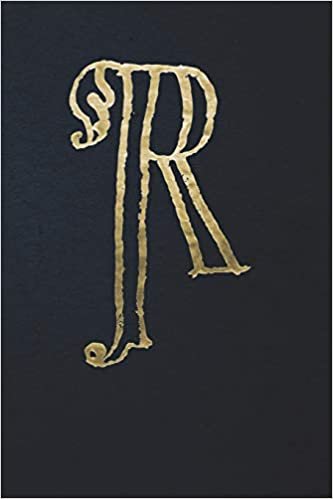 okumak Notebook: Art Nouveau Initial R - Gold on Black - Lined Diary / Journal
