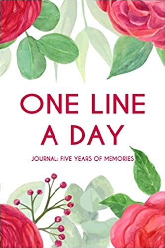 okumak One Line A Day Journal: Five Years of Memories, Black and White Floral, Dated and Lined Book