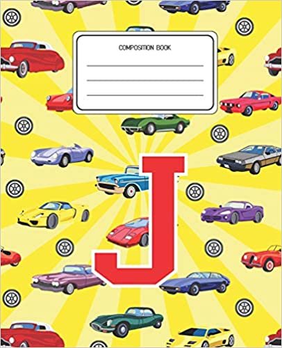 okumak Composition Book J: Cars Pattern Composition Book Letter J Personalized Lined Wide Rule Notebook for Boys Kids Back to School Preschool Kindergarten and Elementary Grades K-2