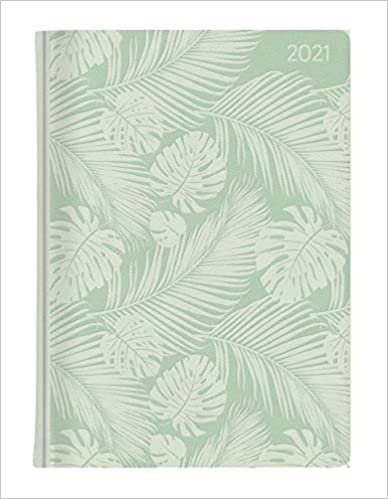 okumak Ladytimer Deluxe Pastel Mint 2021 - Taschen-Kalender A6 (11x15 cm) - Tucson Einband - Motivprägung Blätter - Weekly - 192 Seiten - Alpha Edition
