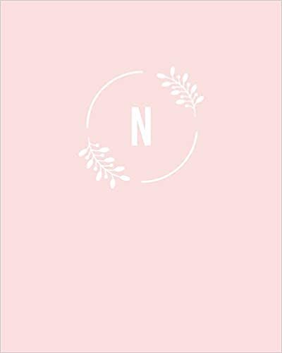 okumak N: 110 Dot-Grid Pages | Light Pink Monogram Journal and Notebook with a Simple Floral Emblem | Personalized Initial Letter Journal | Monogramed Composition Notebook