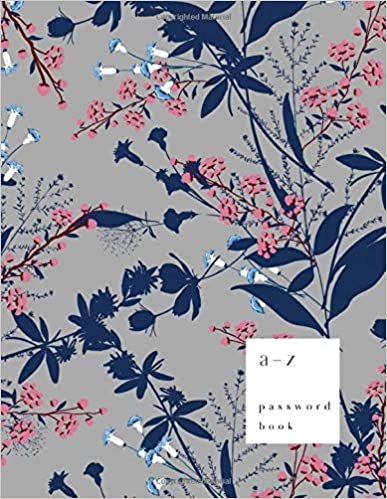 okumak A-Z Password Book: 8.5 x 11 Big Password Notebook with A-Z Alphabet Index | Large Print Format | Trendy Tropical Floral Design | Gray