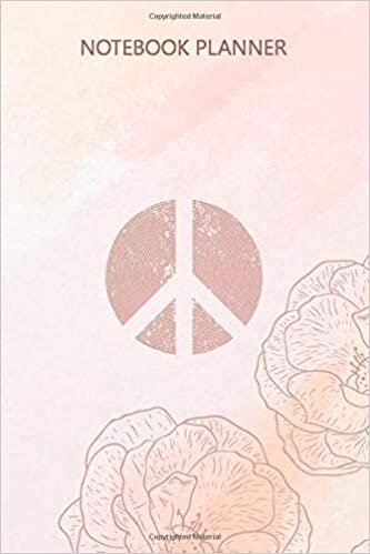 okumak Notebook Planner Peace Symbol Retro Hippie Inverse Distressed 1960 s: Pocket, 114 Pages, To Do List, 6x9 inch, Menu, Journal, Weekly, College