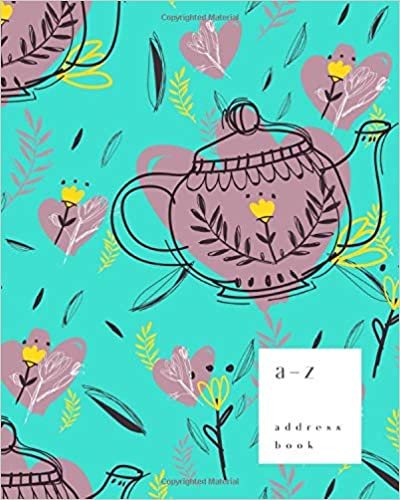 okumak A-Z Address Book: 8x10 Large Notebook for Contact and Birthday | Journal with Alphabet Index | Folk Pot Floral Design | Turquoise