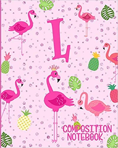 okumak Composition Notebook L: Pink Flamingo Initial L Composition Wide Ruled Notebook