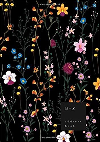 okumak A-Z Address Book: B5 Medium Notebook for Contact and Birthday | Journal with Alphabet Index | Fashion Wild Flower Cover Design | Black
