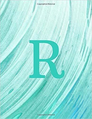 okumak R: Monogram Initial R Notebook for Women and Girls-Seafoam Blue Swirl-120 Pages 8.5 x 11