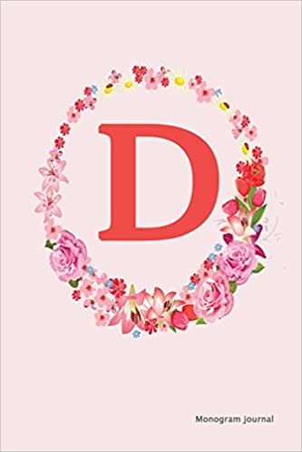 okumak Monogram Journal - Initial D (Pink Flower): 6&quot; x 9&quot;, Monogram Initial Lined Journal, Durable Cover,150 Pages For Writing, Notes (Journal,Notebook)