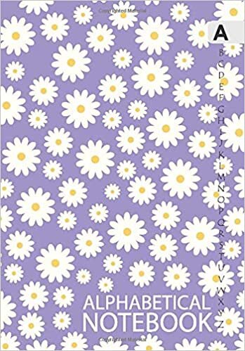 okumak Alphabetical Notebook: A5 Alphabetical A-Z Index Lined Journal with Tabs Printed, White Floral Design Purple