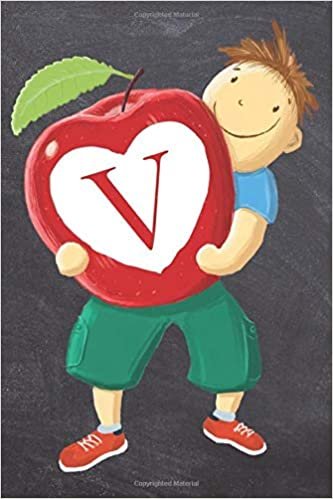 okumak V: Monogram Initial V Teachers Apple With Appreciative Student | 6 x 9 Blank Lined Journal
