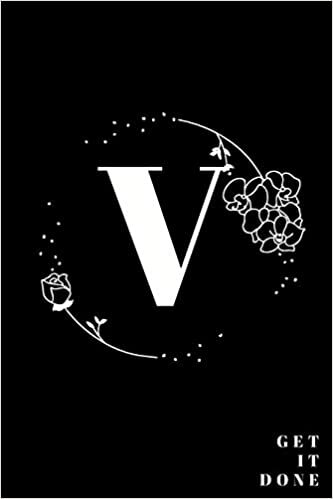 okumak Simple Black Initial Letter V Notebook with Rose Floral Journal for Women, Girls Birthday Gift and School: Lined Notebook / Journal Gift, 120 Pages, 6x9, Soft Cover, Matte Finish