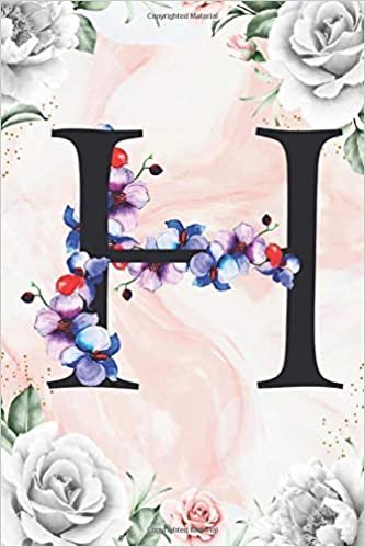 okumak H: Cute Initial Monogram Letter H Journal Notebook Pretty Personalized Medium Lined Journal &amp; Diary for Writing &amp; Note Taking Gift for Men Women and ... Pink Marble and White Flower Frame Print